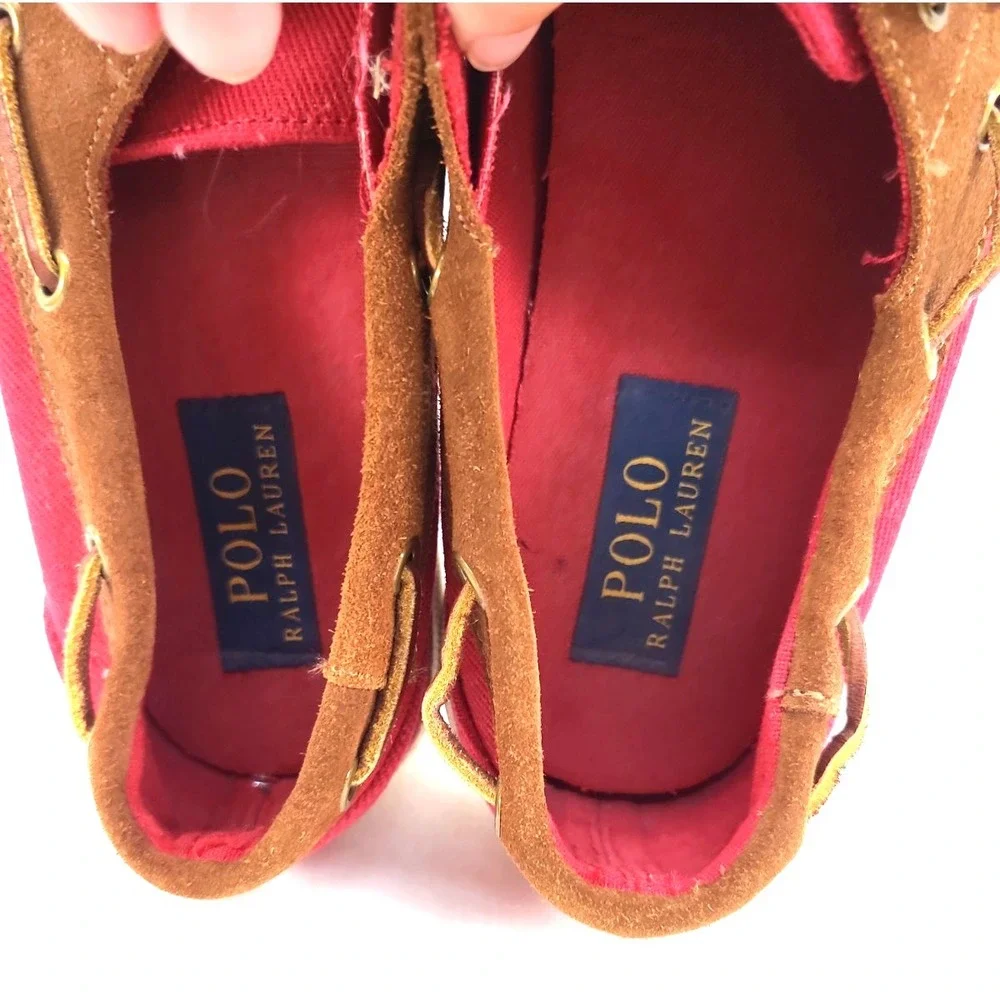 POLO RALPH LAUREN Rylander Boat Shoes Mens 8 D Red/Brown Suede Casual